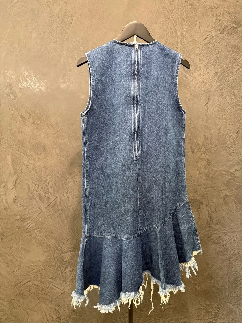 Marques’ Almeida NWOT Asymmetrical Denim Frayed Hem Dress - Blue size S - Picture 2 of 3